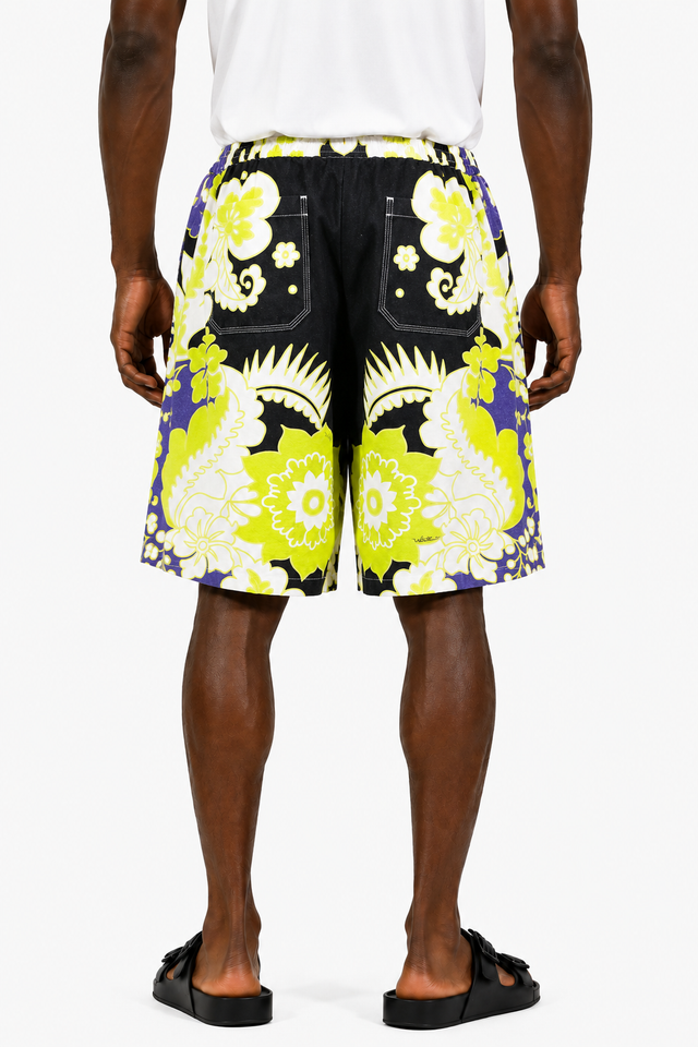 Valentino Floral Print Swim Shorts in Black Multi