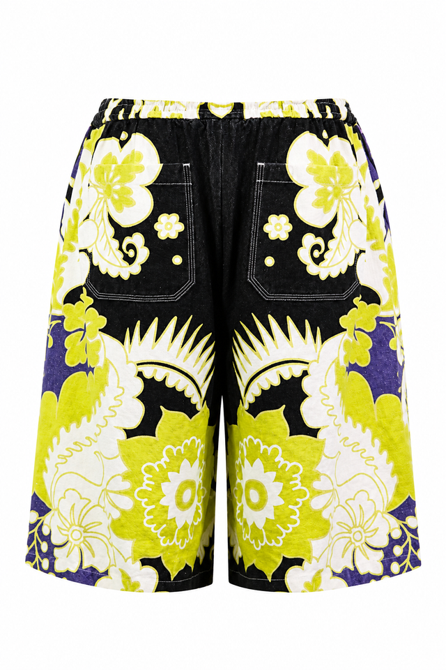 Valentino Floral Print Swim Shorts in Black Multi