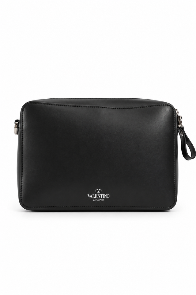 Valentino Garavani VLTN Leather Zip Pouch Clutch – Black