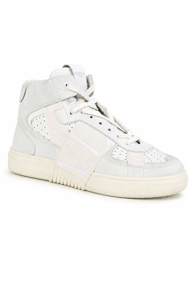 Valentino Garavani One Stud XL High-Top Sneakers in Triple White