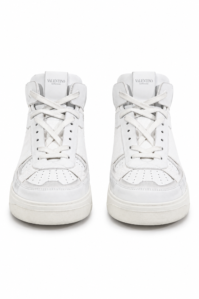 Valentino Garavani One Stud XL High-Top Sneakers in Triple White
