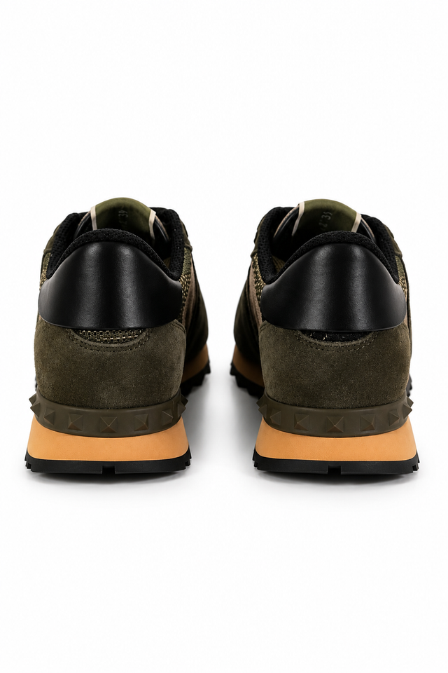 Valentino Garavani Camouflage Mesh Runner Sneakers in Olive Green