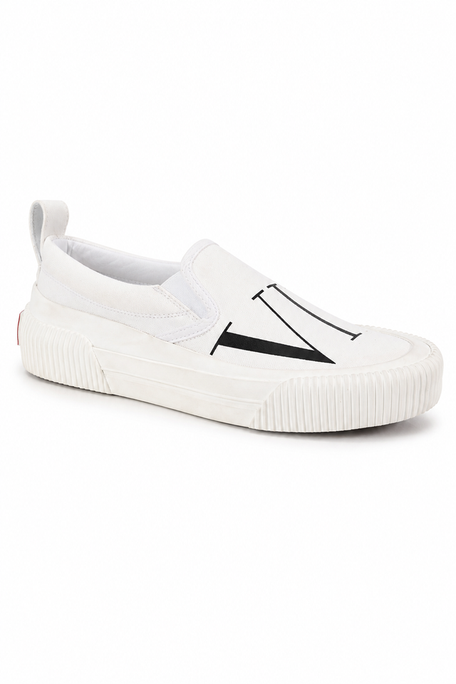 Valentino Garavani VLTN Canvas Slip-On Sneakers – Black & White