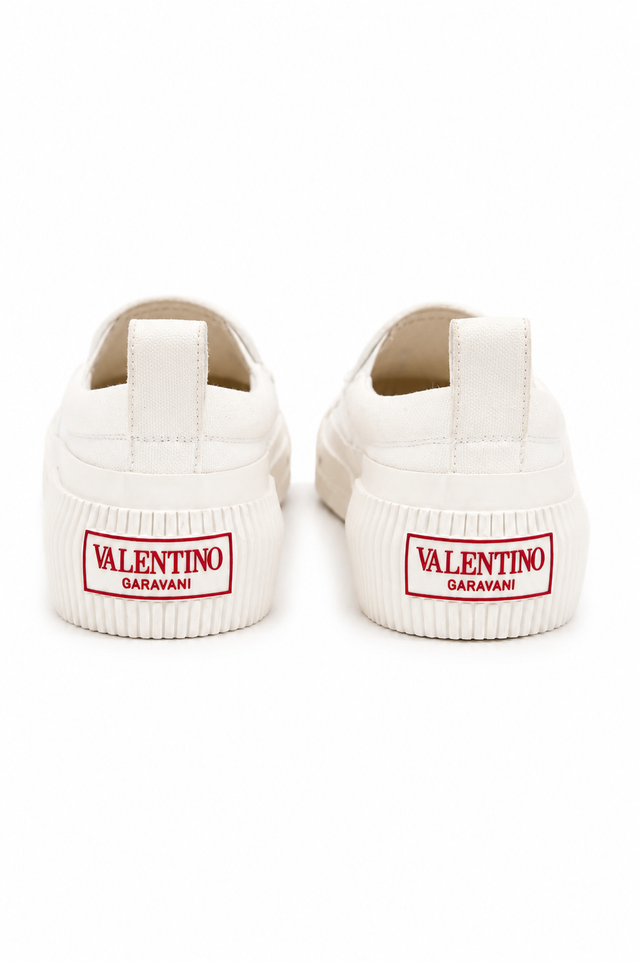 Valentino Garavani VLTN Canvas Slip-On Sneakers – Black & White