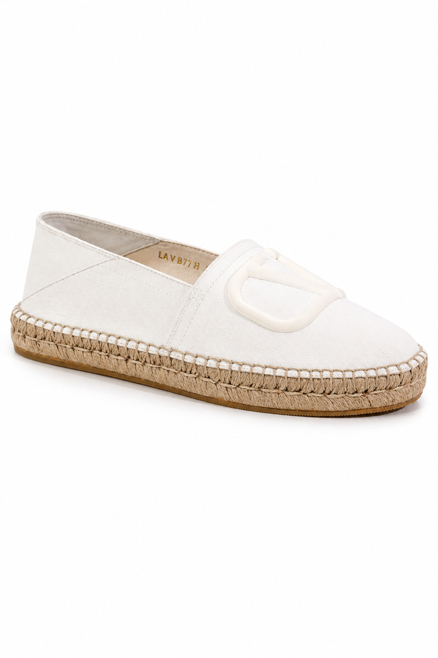 Valentino Garavani VLogo Canvas Espadrilles – White