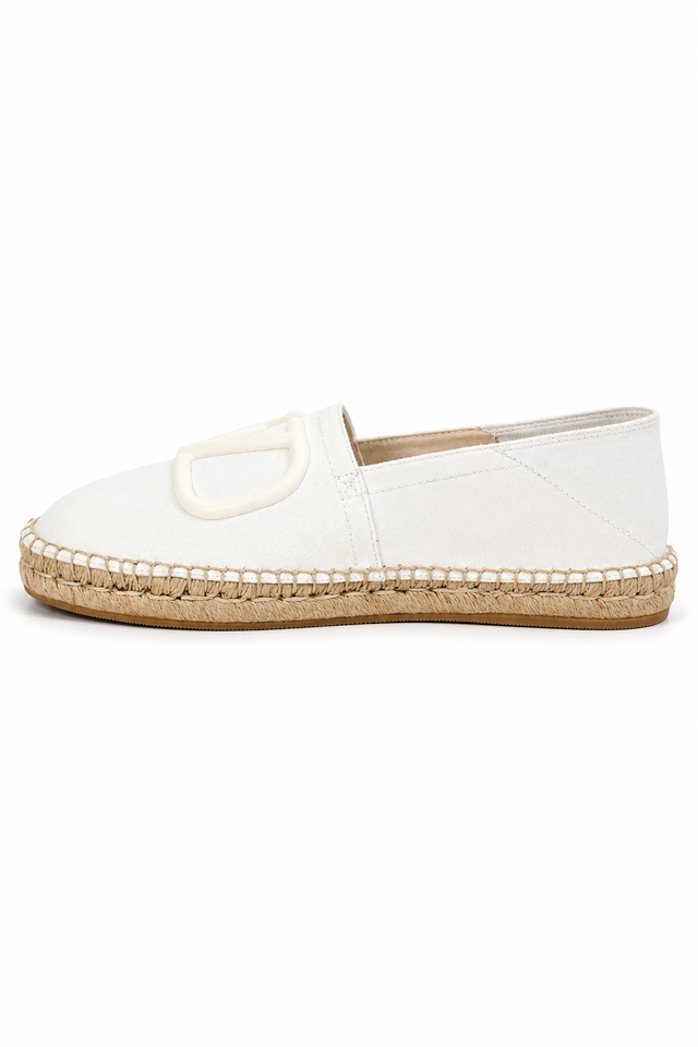 Valentino Garavani VLogo Canvas Espadrilles – White