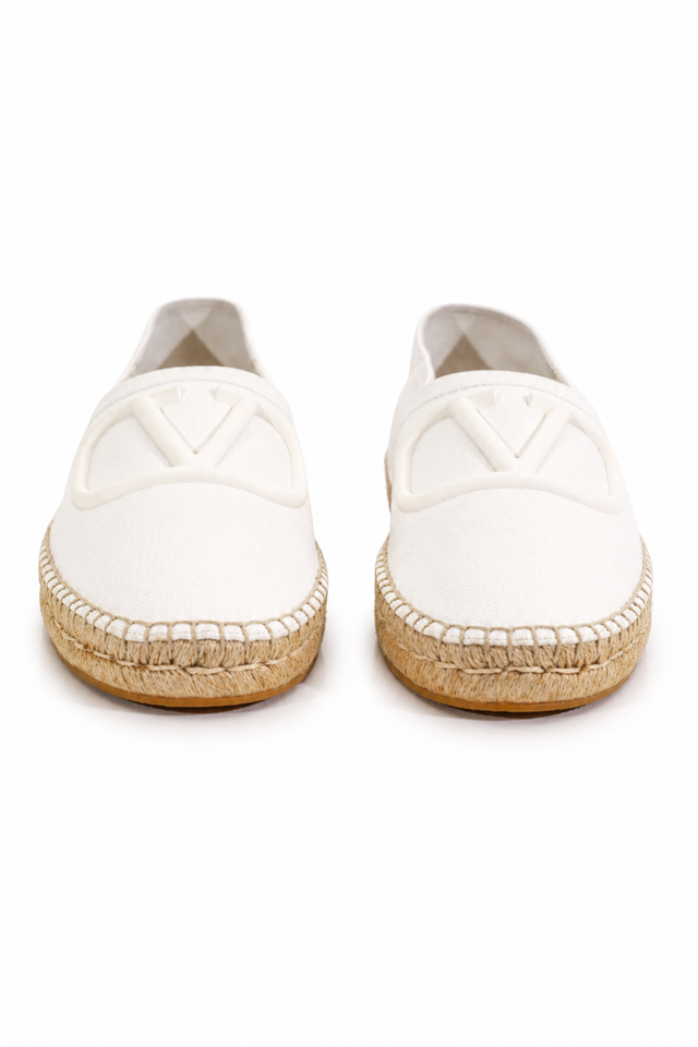 Valentino Garavani VLogo Canvas Espadrilles – White