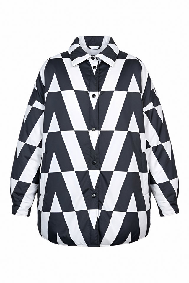 Valentino Black and White Geometric Puffer Jacket