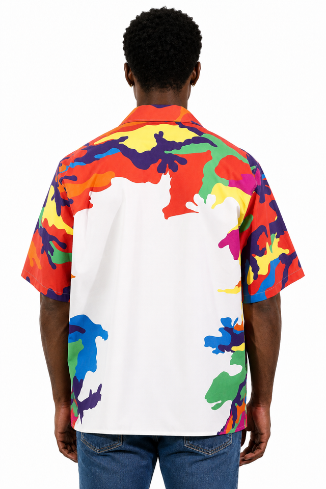 Valentino VLTN Camouflage Print Camp Collar Shirt