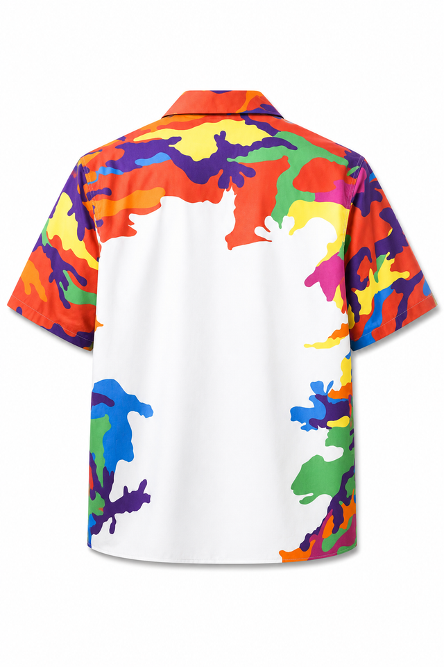 Valentino VLTN Camouflage Print Camp Collar Shirt