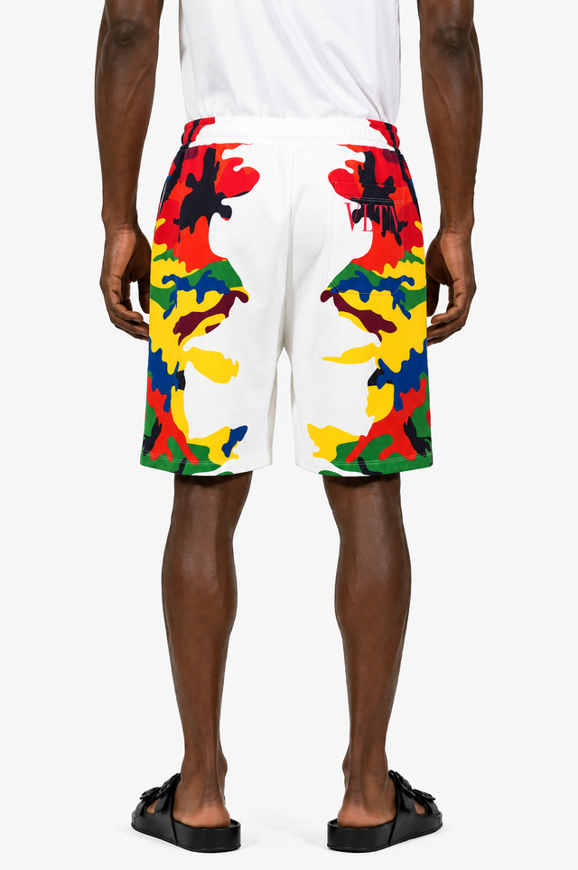 Valentino Multicolor Camouflage Lounge Shorts