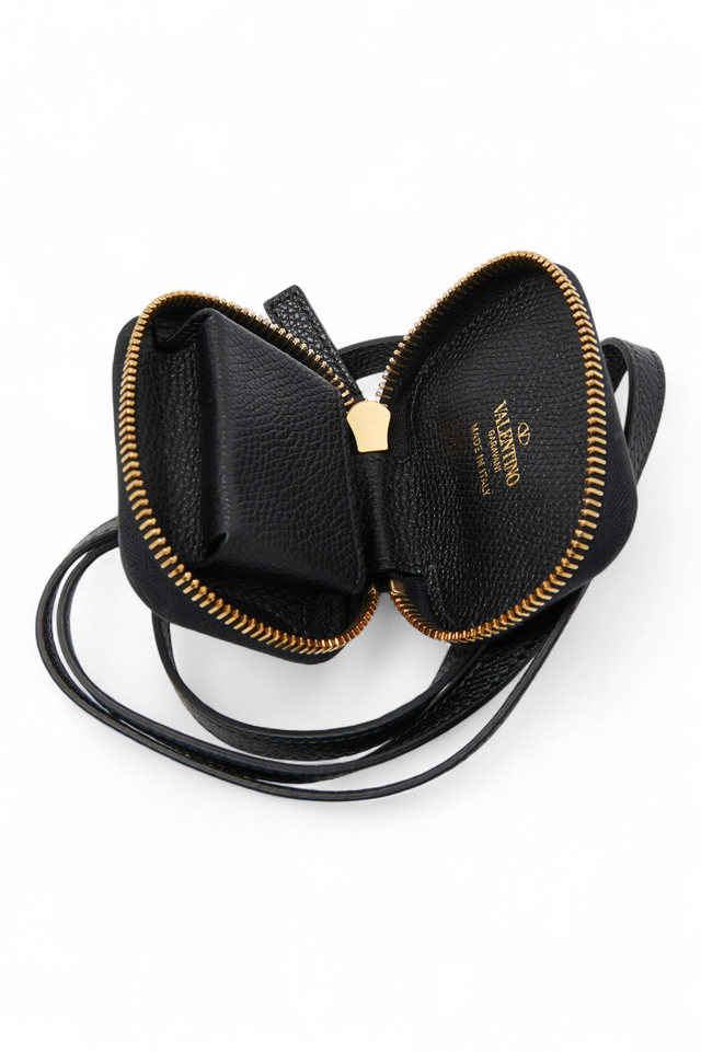 Valentino Garavani VLogo Signature AirPods Pro Case in Black Leather