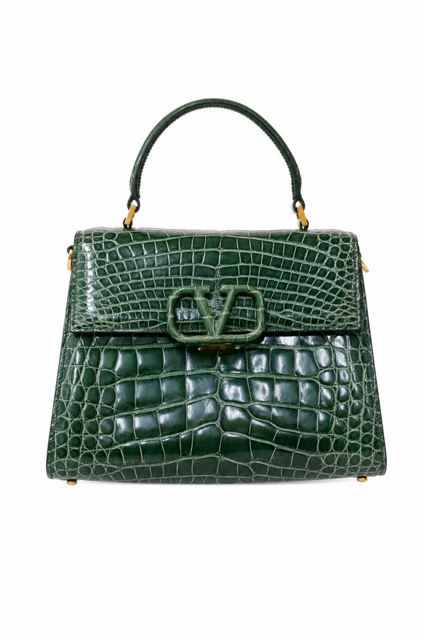 Valentino Garavani VSLING Medium Genuine Crocodile Top Handle Bag