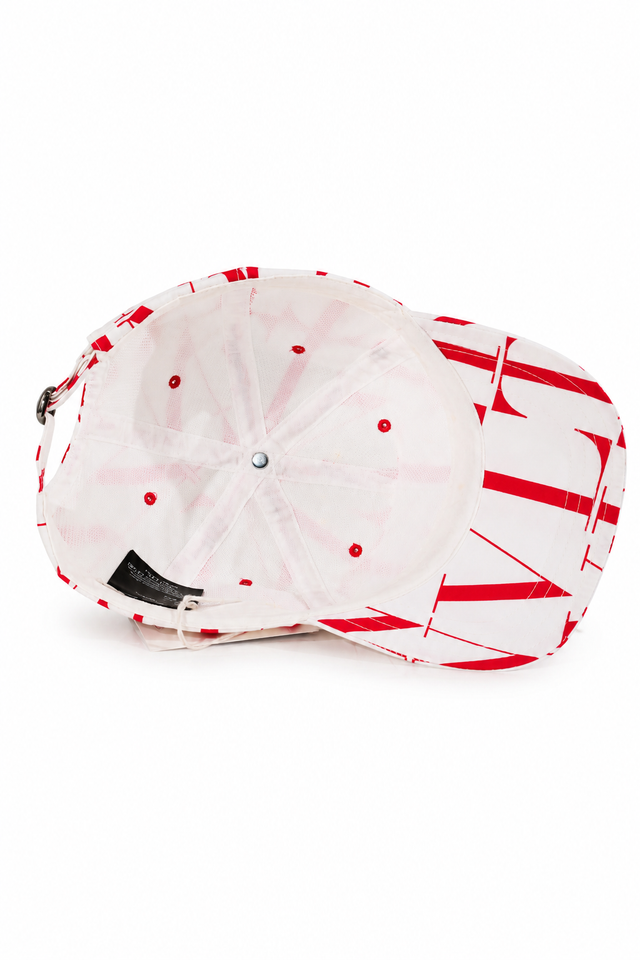 Valentino Garavani VLTN Oversized Logo Print Baseball Cap – White/Red