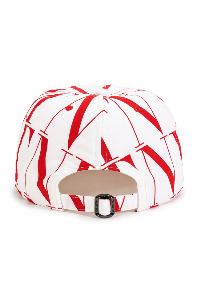 Valentino Garavani VLTN Oversized Logo Print Baseball Cap – White/Red
