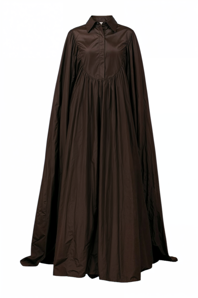 Valentino Brown Poplin Maxi Shirt Gown