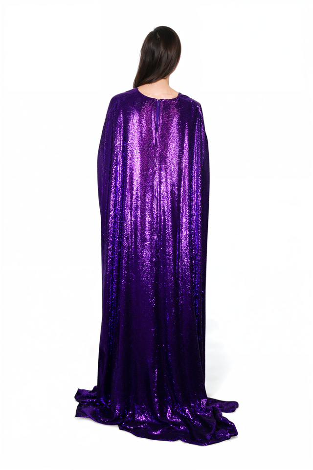 Valentino Purple Sequin Caftan Gown with Front Slit