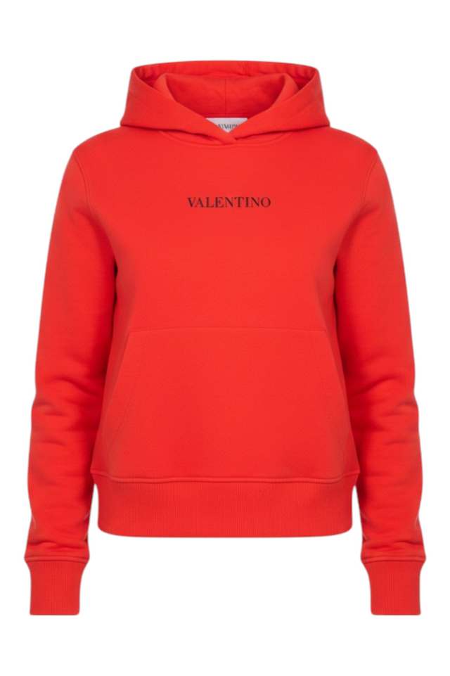 Valentino Red Logo Hooded Sweatshirt