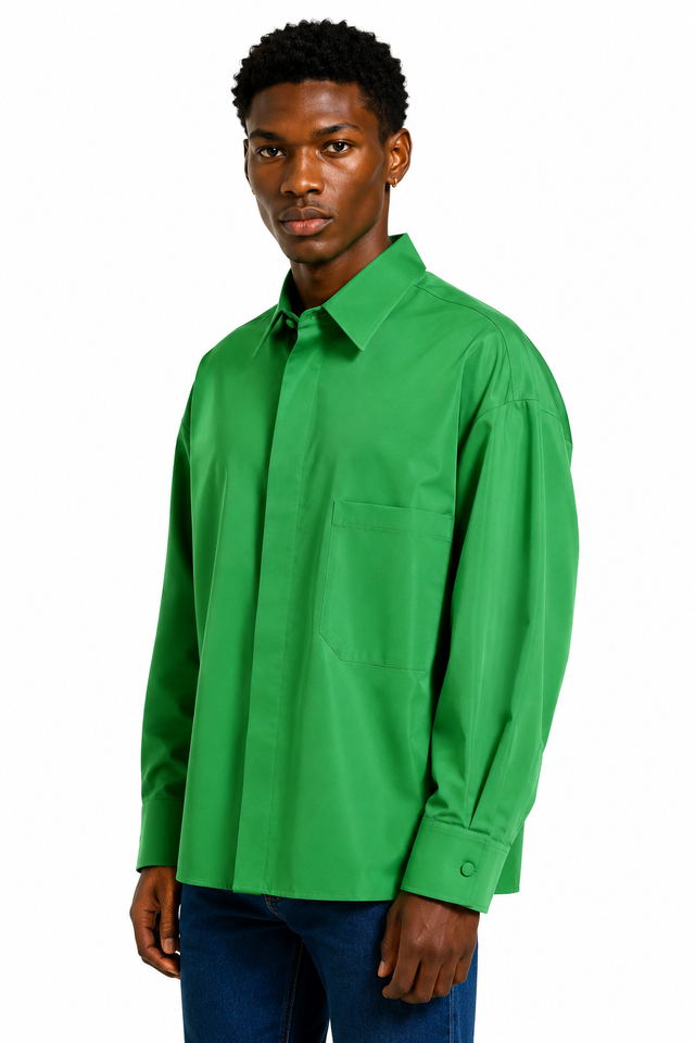Valentino Oversized Cotton Shirt in Emerald Green