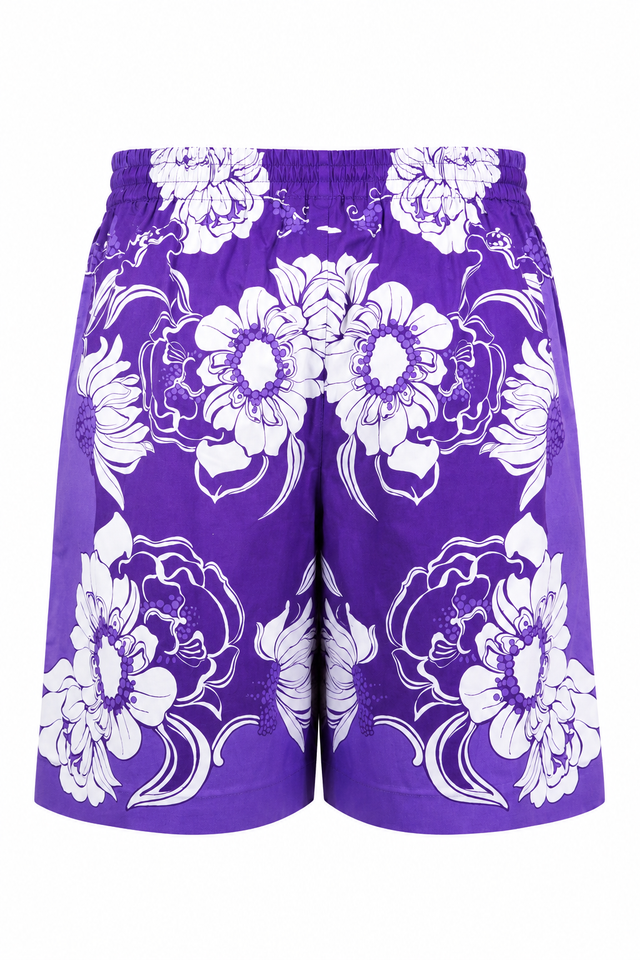 Valentino Floral Print Swim Shorts in Violet