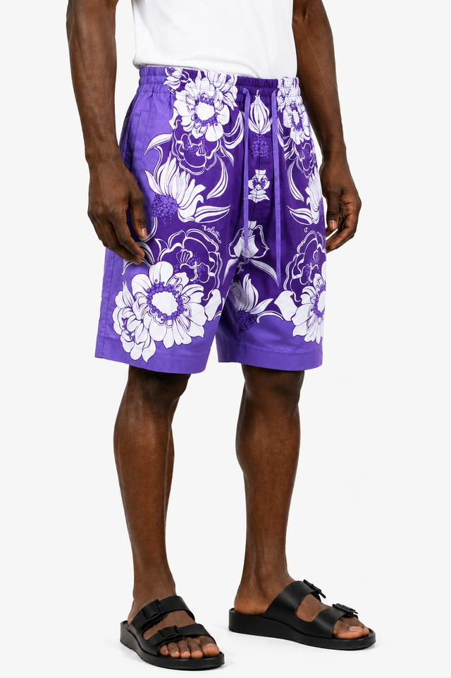 Valentino Floral Print Swim Shorts in Violet