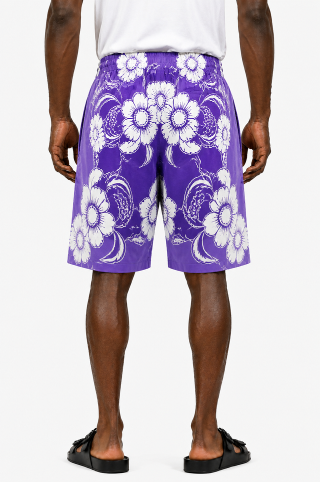 Valentino Floral Print Swim Shorts in Violet