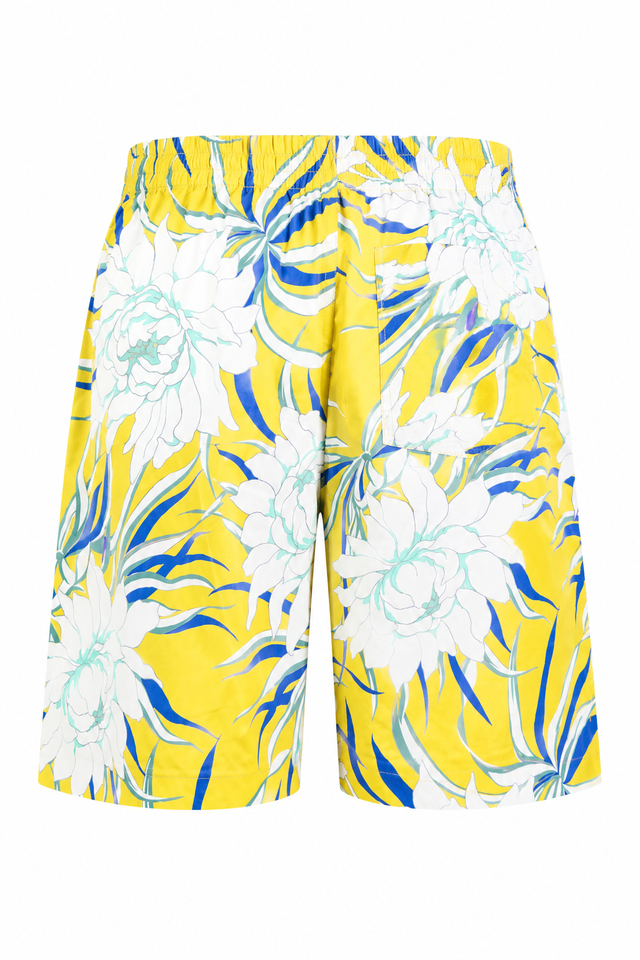 Valentino Floral Print Swim Shorts in Yellow Multi