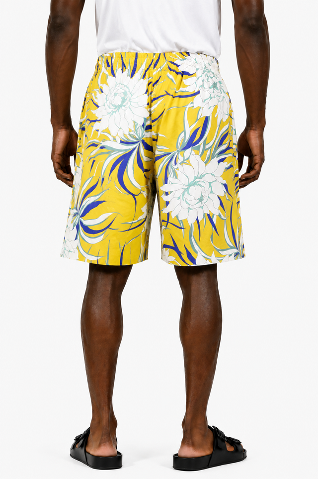 Valentino Floral Print Swim Shorts in Yellow Multi