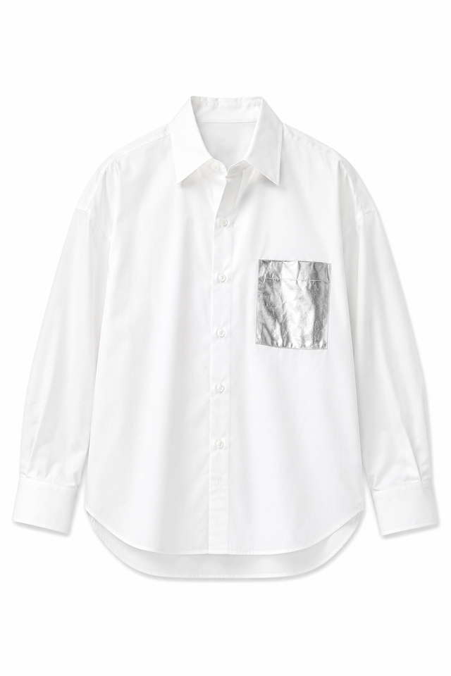 Valentino Oversized Cotton Shirt With Metallic Pocket