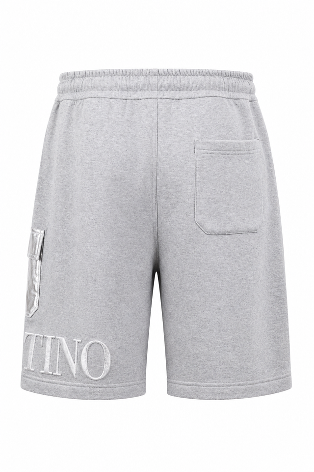 Valentino Embroidered Logo Jersey Shorts in Heather Grey