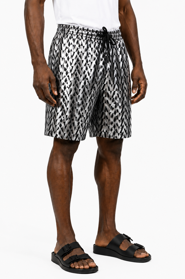 Valentino Metallic V Logo Lounge Shorts
