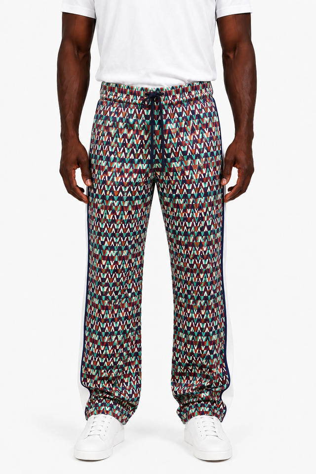 Valentino Optical V-Pattern Track Pants in Multicolor