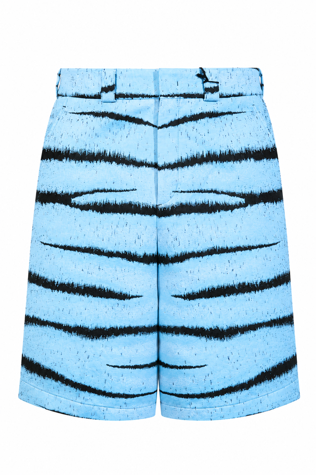 Valentino Tiger Stripe Tailored Shorts in Sky Blue