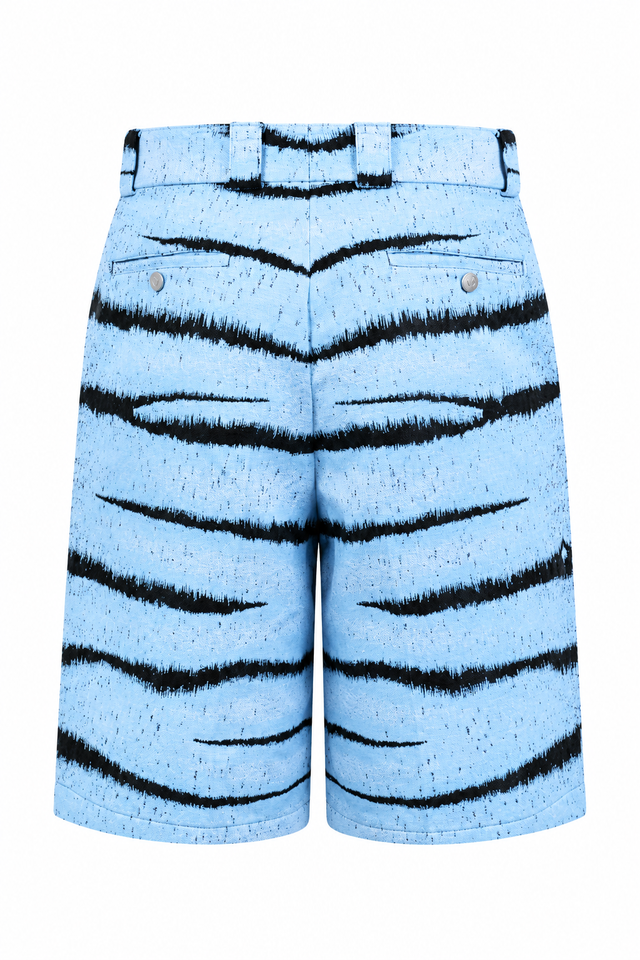 Valentino Tiger Stripe Tailored Shorts in Sky Blue