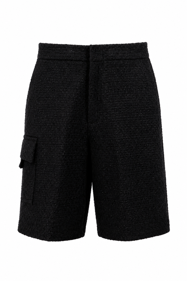 Valentino Textured Cargo Shorts in Black