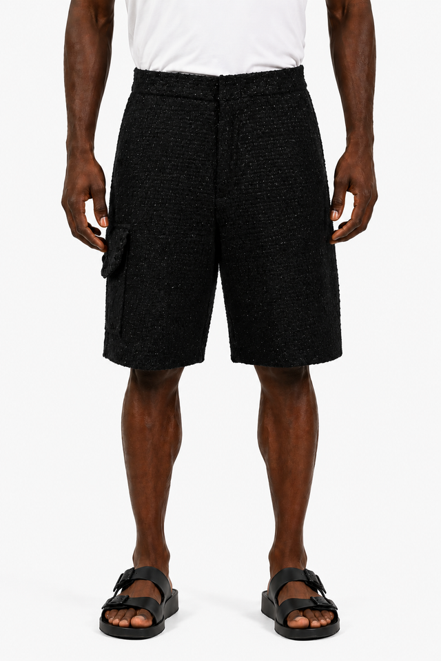 Valentino Textured Cargo Shorts in Black