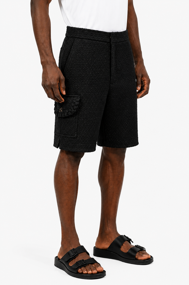 Valentino Textured Cargo Shorts in Black