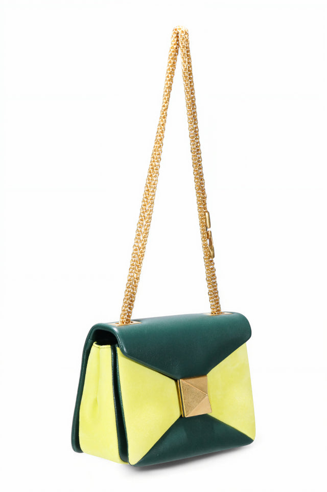 Valentino Garavani Roman Stud Two-Tone Leather Shoulder Bag