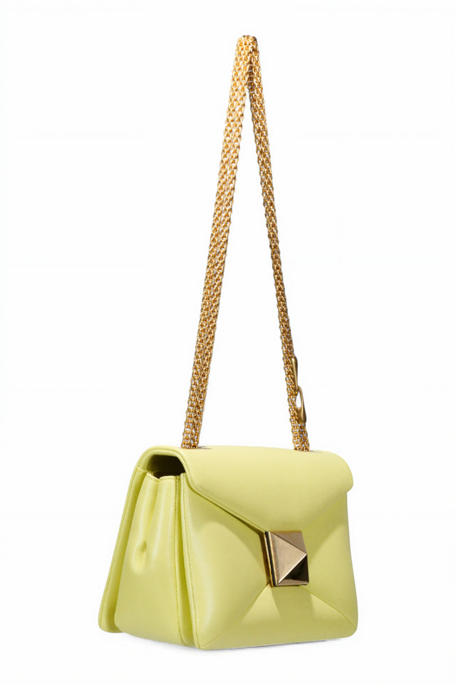 Valentino Garavani Roman Stud Leather Shoulder Bag in Pastel Yellow