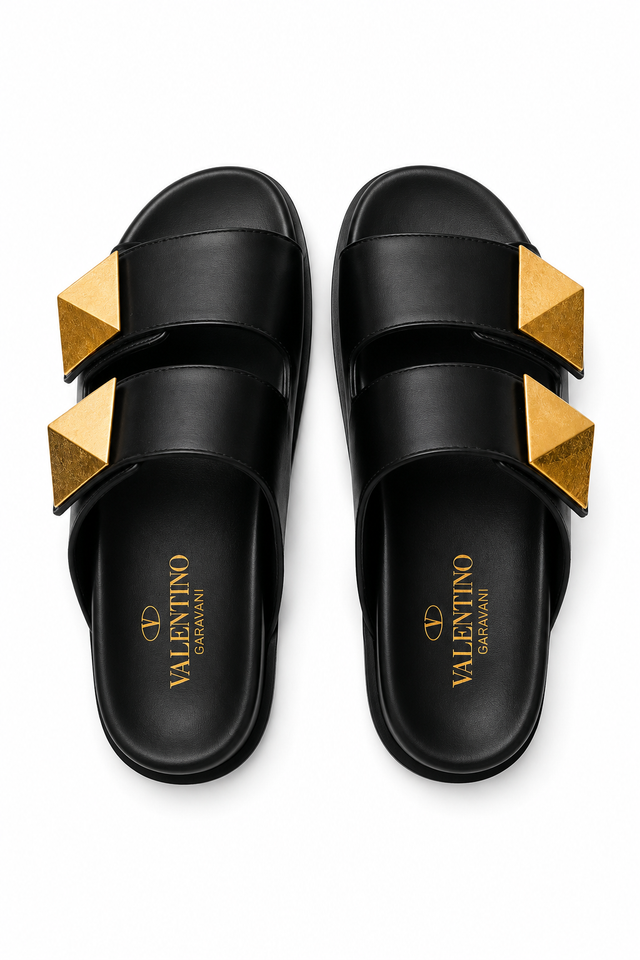 Valentino Garavani Roman Stud Leather Slides