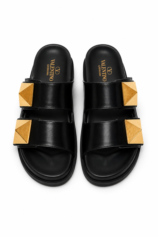 Valentino Garavani Roman Stud Leather Slides