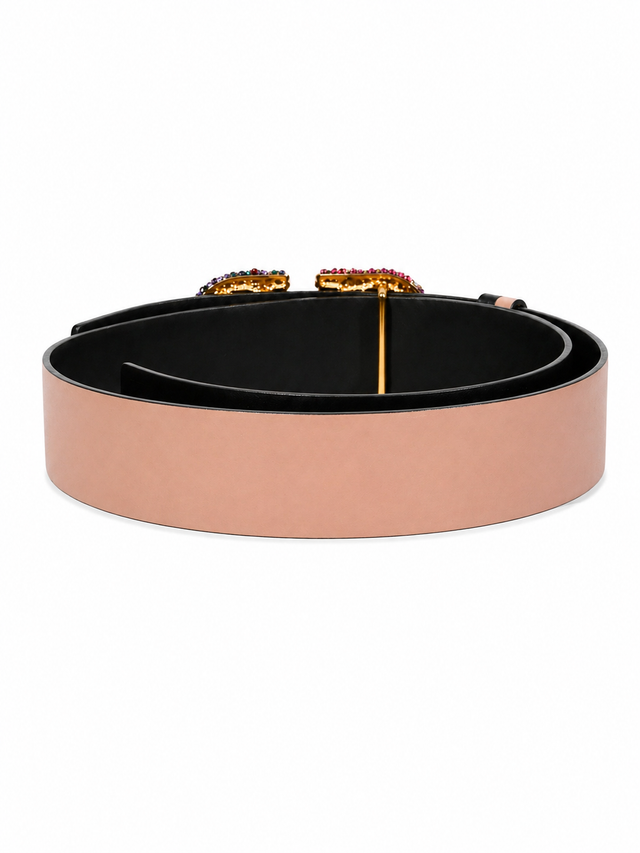 Valentino Garavani VLogo Signature Crystal Reversible Leather Belt 40mm Multicolor Buckle Black/Tan