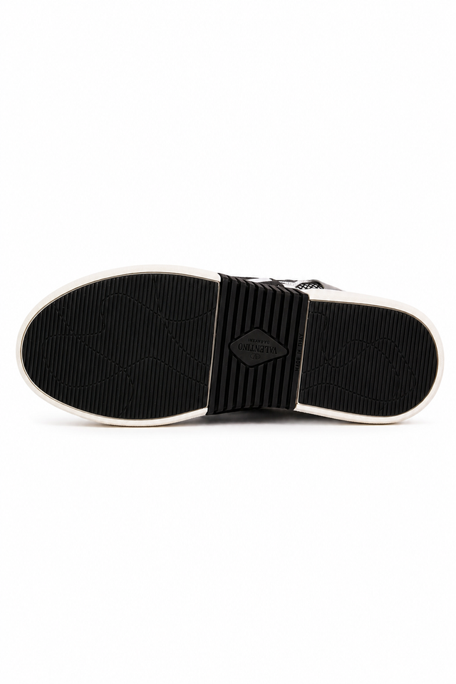 Valentino Garavani VLTN Panel Low-Top Mesh & Leather Sneakers in White/Black