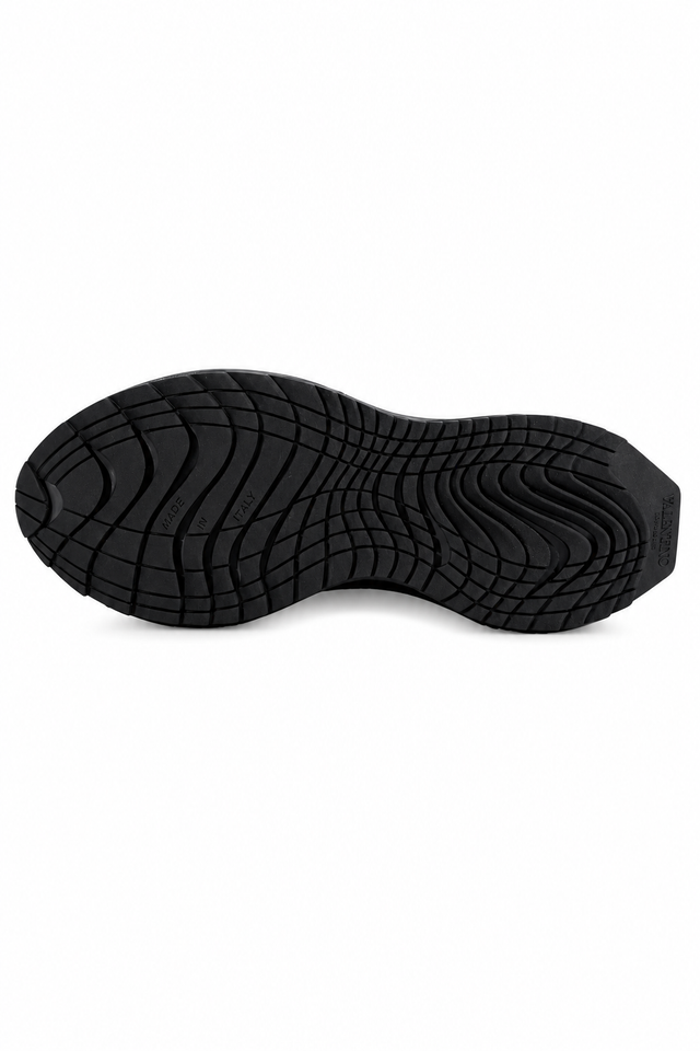 Valentino Garavani Crochet Knit Low-Top Sneakers in Brown Camo & Black Grey