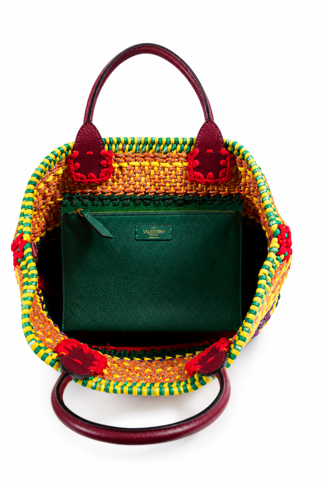 Valentino Garavani Crochet Tote Bag – Multicolor Woven Leather Tote