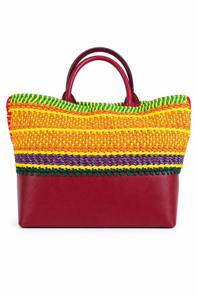 Valentino Garavani Crochet Tote Bag – Multicolor Woven Leather Tote