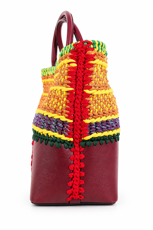 Valentino Garavani Crochet Tote Bag – Multicolor Woven Leather Tote