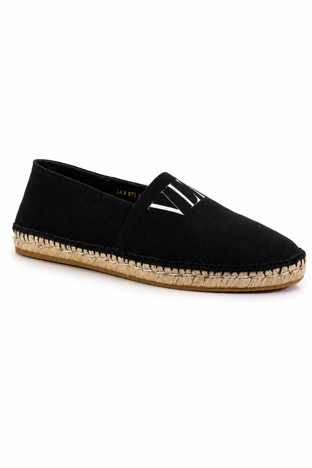 Valentino Garavani VLTN Canvas Espadrille Slip-On Shoes – Black/White
