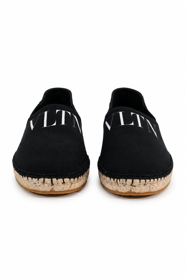 Valentino Garavani VLTN Canvas Espadrille Slip-On Shoes – Black/White