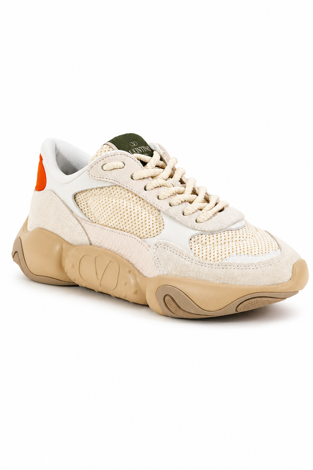 Valentino Garavani Bounce Mesh Sneakers – Neutral & Neon Sole Styles